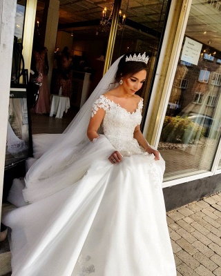 Robe de mariée de créateur à manches | Robes de mariée en dentelle Une ligne_4