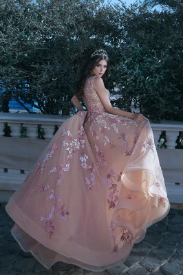 Forme Princesse Longueur ras du sol Bretelles spaghetti Tulle Robes de bal 2021 avec Appliques_3