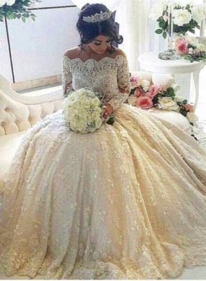 Forme princesse robe de mariée en dentelle délicat avec perle et broderie exquis traîne cathédrale_2