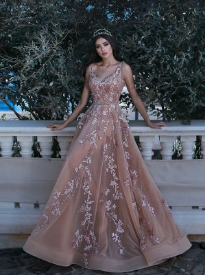 Forme Princesse Longueur ras du sol Bretelles spaghetti Tulle Robes de bal 2021 avec Appliques_2