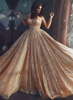 Robe de bal princesse pailletée brillante | Robe de soirée princesse sans bretelles_3