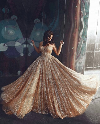 Robe de bal princesse pailletée brillante | Robe de soirée princesse sans bretelles_4