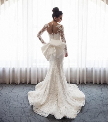 Robe de mariée sirène traîne détachable | Robe de mariage trompette dentelle élégante_3