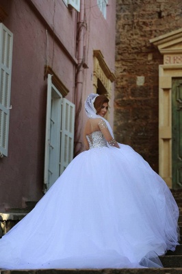 Forme Marquise Traîne mi-longue Col en cœur Tulle Robes de mariée avec Cristal_4