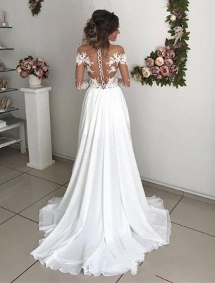 Robe de mariée princesse longue avec dentelle épaules nues | Robe de mariage longue_3