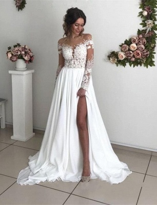 Robe de mariée princesse longue avec dentelle épaules nues | Robe de mariage longue_2