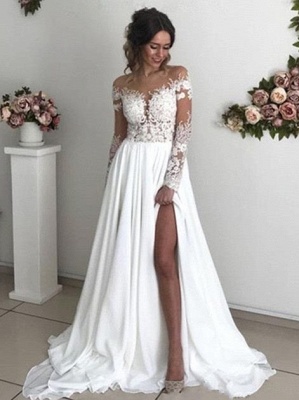 Robe de mariée princesse longue avec dentelle épaules nues | Robe de mariage longue_1