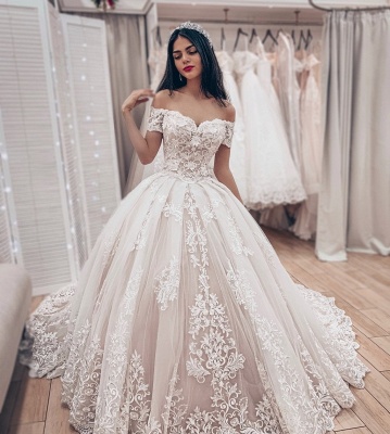 Robe de mariée princesse dentelle élégante | Robe de mariage princesse épaules nues_2