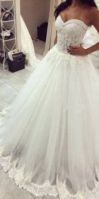 Forme Princesse Traîne moyenne Col en cœur Tulle Robes de mariée avec Dentelle_2