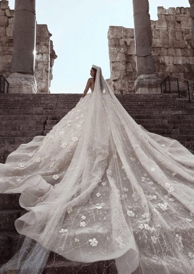 Robe de mariée princesse avec fleurs longue élégante luxueuse | robe de mariage élégante de luxe WD0911_4