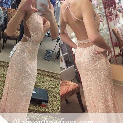 Forme fourreau robe de soirée pailleté brillant bretelle fine ceinture en perle longueur sol_1